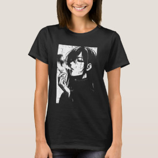 Anime Woman Smoking Japanese Manga Art Emo Otaku M Tシャツ