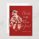 Anisette Red New Year's Eve Invitation Postcard シーズンポストカード (正面/裏面)