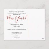 Anisette Red New Year's Eve Invitation Postcard シーズンポストカード (裏面)