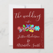 Anishinaabe Floral Strawberry Wedding Invitation 招待状 (正面)