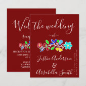 Anishinaabe Floral Strawberry Wedding Invitation 招待状 (正面/裏面)
