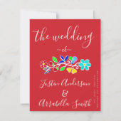 Anishinaabe Floral Strawberry Wedding Invitation 招待状 (正面)