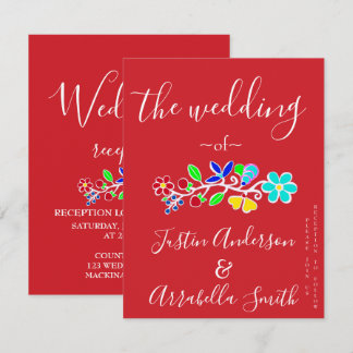 Anishinaabe Floral Strawberry Wedding Invitation 招待状