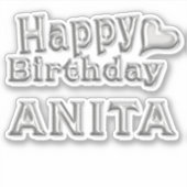 Anita Happy Birthday silver Aufkleber Sticker シール (正面)