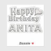 Anita Happy Birthday silver Aufkleber Sticker シール (シート)