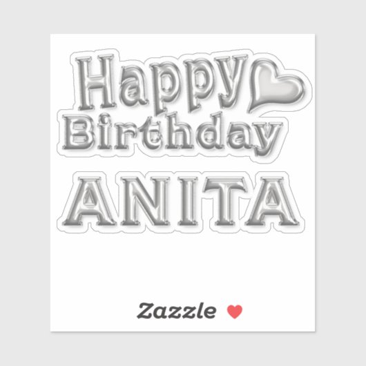 Anita Happy Birthday silver Aufkleber Sticker シール (シート)