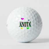 Anita, Name Logo With Love Hearts, ゴルフボール (正面)