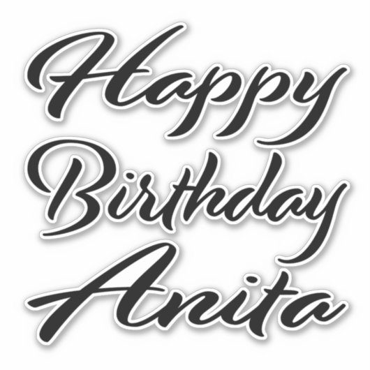 Anita Name Vorname black Sticker Geburtstag シール (正面)