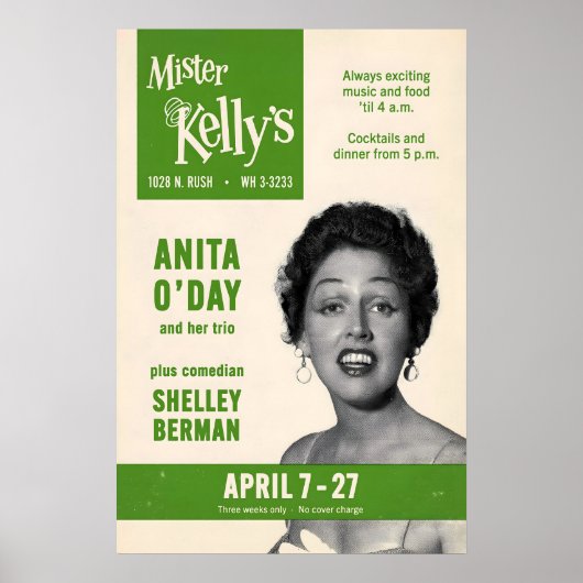 Anita O'Day jazz poster - Mister Kelly's - Chicago ポスター (正面)
