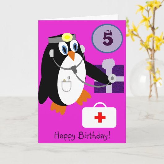 Anivalley Pollyのペンギン カード (黄色い花)