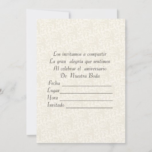 Aniversario de Boda General 招待状 (裏面)