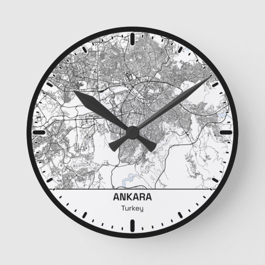 Ankara Clock City Line Art ラウンド壁時計 (正面)
