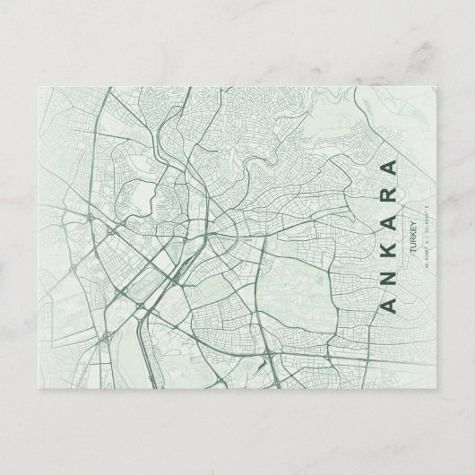 Ankara Turkey Map Minimal ポストカード (正面)