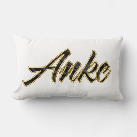 Anke black gold Lettering Kissen Deko ランバークッション (正面)