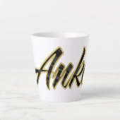 Anke black gold Lettering Latte Tasse カフェラテマグ (正面)