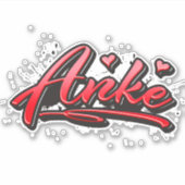 Anke red Heart Graffiti Aufkleber Sticker シール (正面)