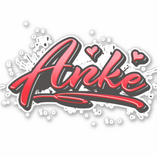 Anke red Heart Graffiti Aufkleber Sticker シール (正面)