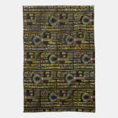 Ankhおよびエジプトのヒエログリフパターン キッチンタオル (縦)