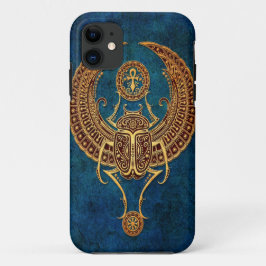 Ankhの飛んだエジプトのオオタマオシコガネのカブトムシ-青 iPhone 11 ケース