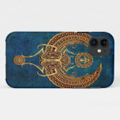 Ankhの飛んだエジプトのオオタマオシコガネのカブトムシ-青 Case-Mate iPhoneケース (裏面(横))