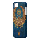 Ankhの飛んだエジプトのオオタマオシコガネのカブトムシ-青 Case-Mate iPhoneケース (裏面左)