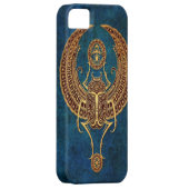 Ankhの飛んだエジプトのオオタマオシコガネのカブトムシ-青 Case-Mate iPhoneケース (裏面/右)