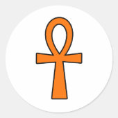 Ankhエジプト象形記号ライフ鍵オレンジ ラウンドシール (正面)