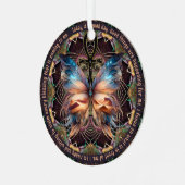 Ankh蝶の生命シンボルのマンダラ肯定 メタルオーナメント (正面左)