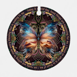 Ankh蝶の生命シンボルのマンダラ肯定 メタルオーナメント