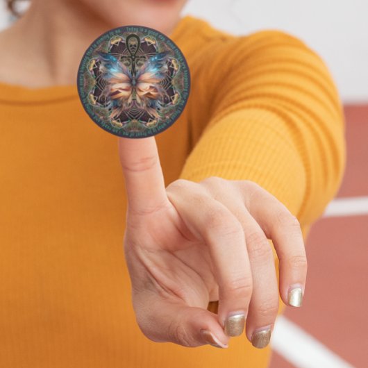 Ankh蝶の生命シンボルのマンダラ肯定 ラウンドシール