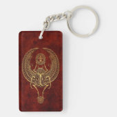 Ankh -茶色の飛んだエジプトのオオタマオシコガネのカブトムシ キーホルダー (裏面)