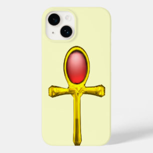 ANKH,赤いタリスマン/金ゴールドエジプト宝石クリーム Case-Mate iPhone 14ケース