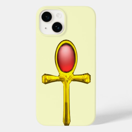 ANKH,赤いタリスマン/金ゴールドエジプト宝石クリーム Case-Mate iPhoneケース (裏面)