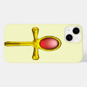ANKH,赤いタリスマン/金ゴールドエジプト宝石クリーム Case-Mate iPhoneケース (裏面 (横))