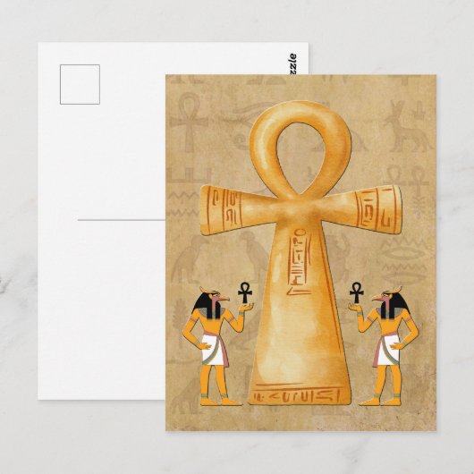 Ankh Key Of Life On Hieroglyph ポストカード (正面/裏面)