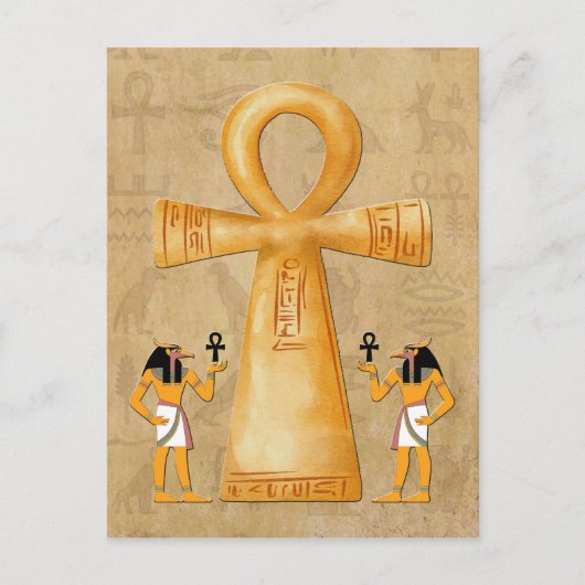Ankh Key Of Life On Hieroglyph ポストカード (正面)