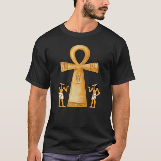 Ankh Key Of Life On Hieroglyph Tシャツ (正面)