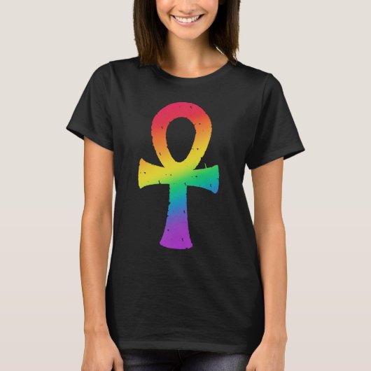 Ankh Rainbow SwirlパターンTシャツ Tシャツ (正面)