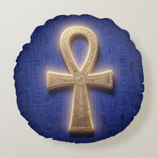 Ankh Symbol Bedeutung – Schlüssel des Lebens ラウンドクッション (正面)