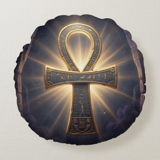Ankh Symbol Bedeutung – Schlüssel des Lebens´12 ラウンドクッション (正面)