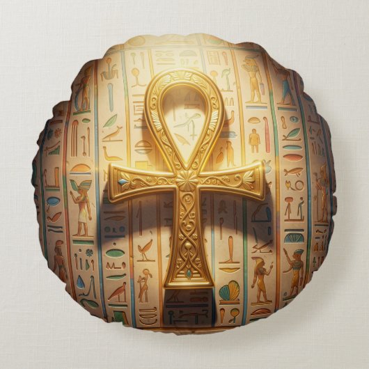 Ankh Symbol Bedeutung – Schlüssel des Lebens´1 ラウンドクッション (正面)