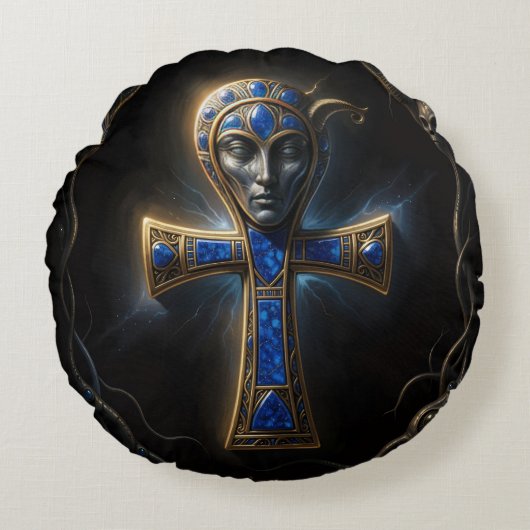 Ankh Symbol Bedeutung – Schlüssel des Lebens´3 ラウンドクッション (正面)
