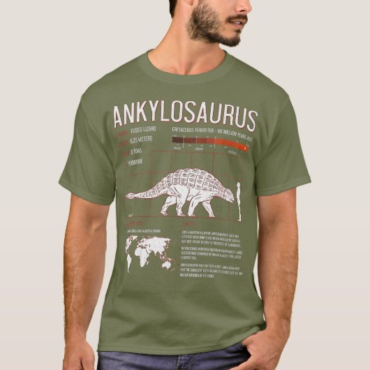 Ankylosaurus恐竜の事実古生物学者おたく Tシャツ (正面)
