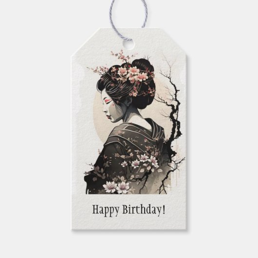 Anmutige japanische Geisha -  ギフトタグ (正面)