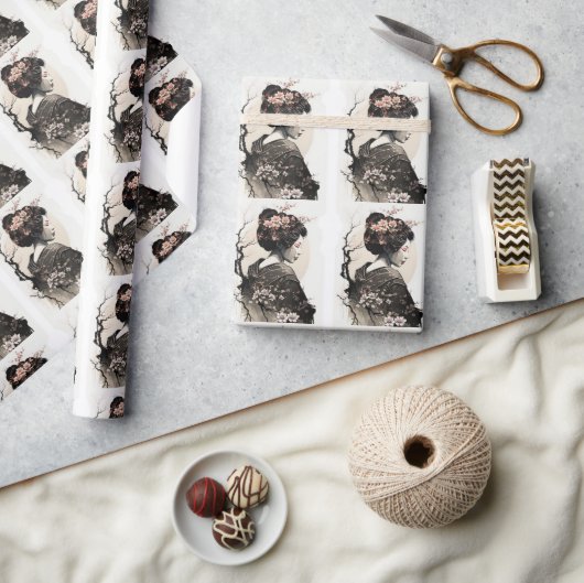 Anmutige japanische Geisha -  ラッピングペーパー (クラフト)