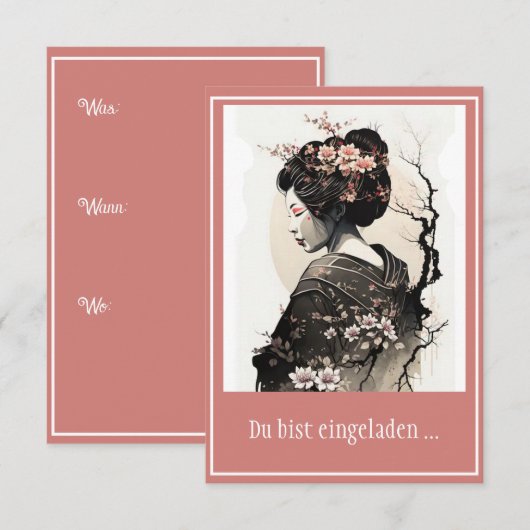 Anmutige japanische Geisha - 招待状 (正面/裏面)