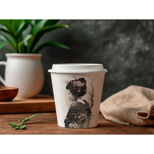 Anmutige japanische Geisha -  紙コップ