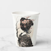 Anmutige japanische Geisha -  紙コップ (裏面)