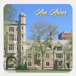 Ann Arbor Michigan ステッカー- スクエア・クワッド スクエアシール