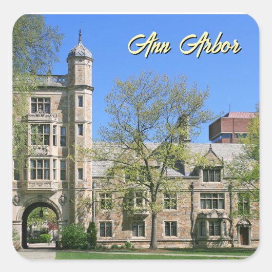 Ann Arbor Michigan ステッカー- スクエア・クワッド スクエアシール (正面)